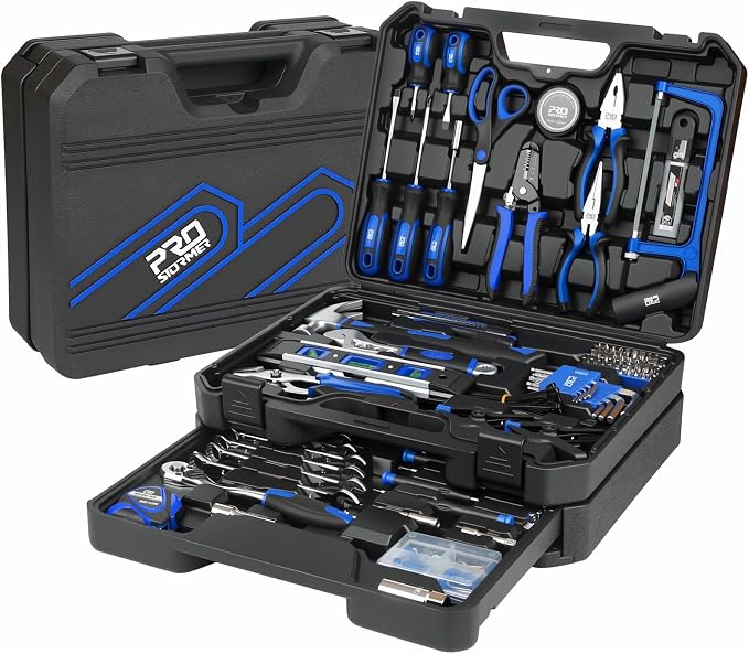 Prostormer 269-Piece Tool Set, Complete Home Tool Kit, Blue | Includes 72-Tooth Ratchet, Sockets, Combination Wrenches, Assorted Tools for Home DIY and Auto Repair