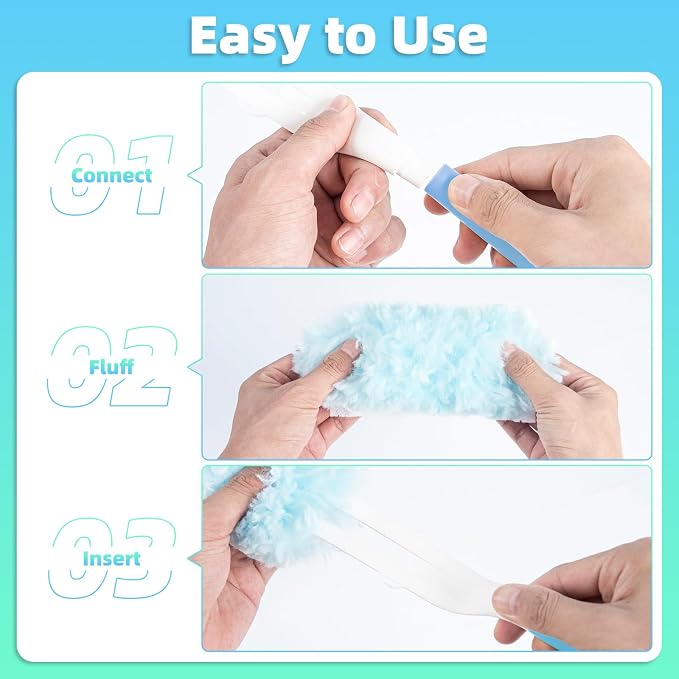 Duster Refills for Swiffer Duster, 30 Count Blue Duster Kit with Handle | 360° Multi-surface Dusters, 5X Microfibers Trap Dust, Disposable Heavy Duty Dusters for Home, Office Cleaning