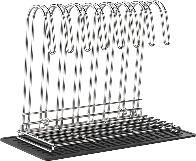 IDEATECH Reusable Bag Rack with Cup Drying Mat,Plastic Bag Dryer Rack Dish Drying,Collapsible Kitchen Counter Storage Organizer Sponge Holder,Dryer Rack for Silicone Storage Bag,Kitchen Must Have