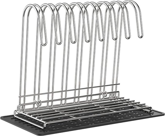 IDEATECH Reusable Bag Rack with Cup Drying Mat,Plastic Bag Dryer Rack Dish Drying,Collapsible Kitchen Counter Storage Organizer Sponge Holder,Dryer Rack for Silicone Storage Bag,Kitchen Must Have
