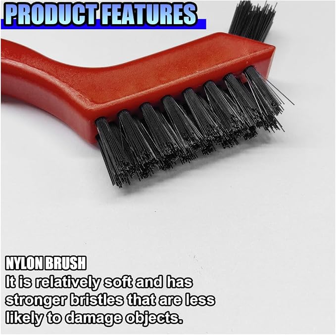 ZIMISI 3PCS Car Cleaning Brush Set, Small Nylon Cleaning Tools, Deep Rust Remover Wire Brush with Curved Handle Grip, Car Detail Brushes for Scrubbing Dirt, Paint (Nylon)