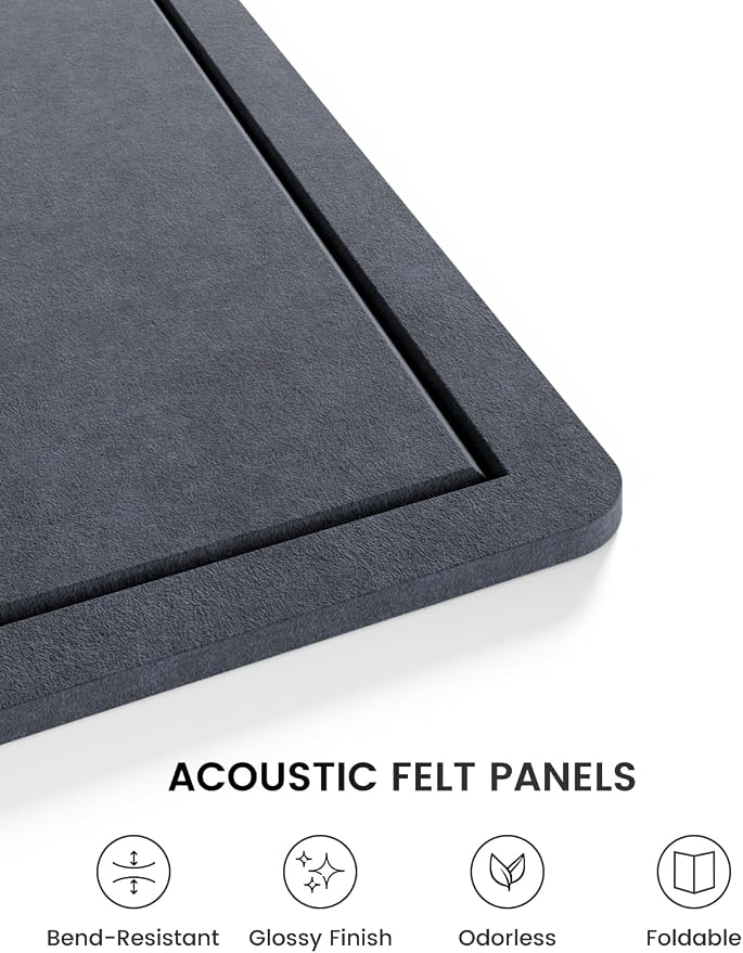 Fluxynara 35.4" x 23.6" Bulletin Board, Navy Blue | Cork Board Alternative with 12 Removable Adhesive Tabs, Foldable Felt Pin Board for Home, Office, Classroom & Dorm