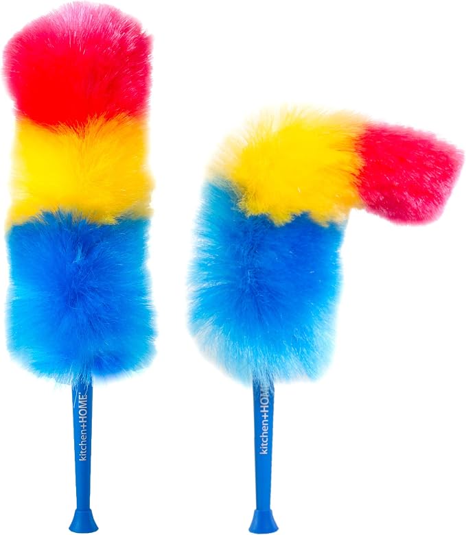 Kitchen + Home 23” inch Rainbow Static Duster - Electrostatic Feather Duster Attracts dust Like a Magnet!