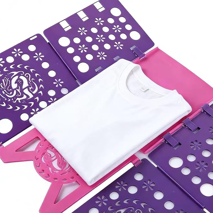 Color-Blocked Adult Folding Board, Purple and Pink Clothes Folder Organizer (Rose red and purple)