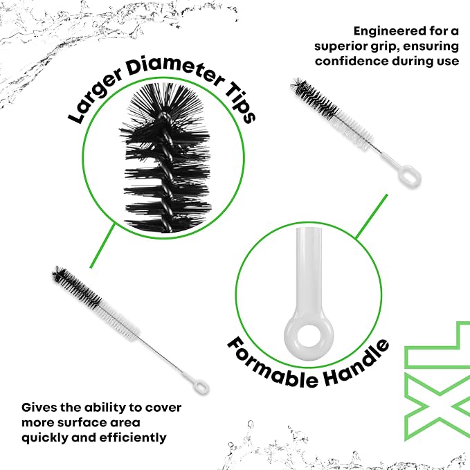 P.Perfect | XL Brush Pack | Large Heavy Duty Pipe Tube Cleaning Brush Kit, 6pcs