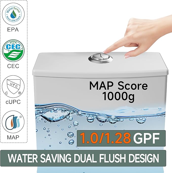 Compact Modern Tall Toilet 19 Inch for Seniors, Powerful Tornado Flush Skirted High Toilet for Small Bathroom, One Piece Toliet Dual Flush 1.0/1.28 GPF, Comfort ADA Bowl Heigh 18.3 Inch, White