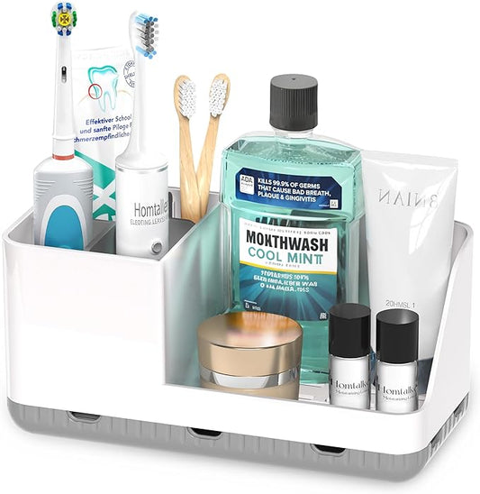 Toothbrush Holders for Bathroom Counter - Detachable Bathroom Organizer and Storage Electric Toothbrush and Toothpaste Holder, Bathroom Decor Accessories for Countertop, Shower, Sink