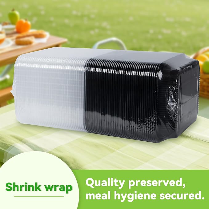 40-Pack 48oz Meal Prep Containers - Shrink Wrap Ready To Use | Large Leakproof Single Compartment To Go Boxes | BPA-Free, Microwave & Freezer Safe | Heavy-Duty Catering & Leftover Storage