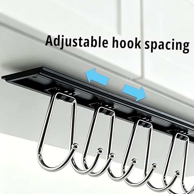 Cociat 2PCS Utensil Racks with 12 Hooks 17.2 Inch Kitchen Utensil Holders Hanging Utensil Rack Multifunctional (17.2 inch Black)