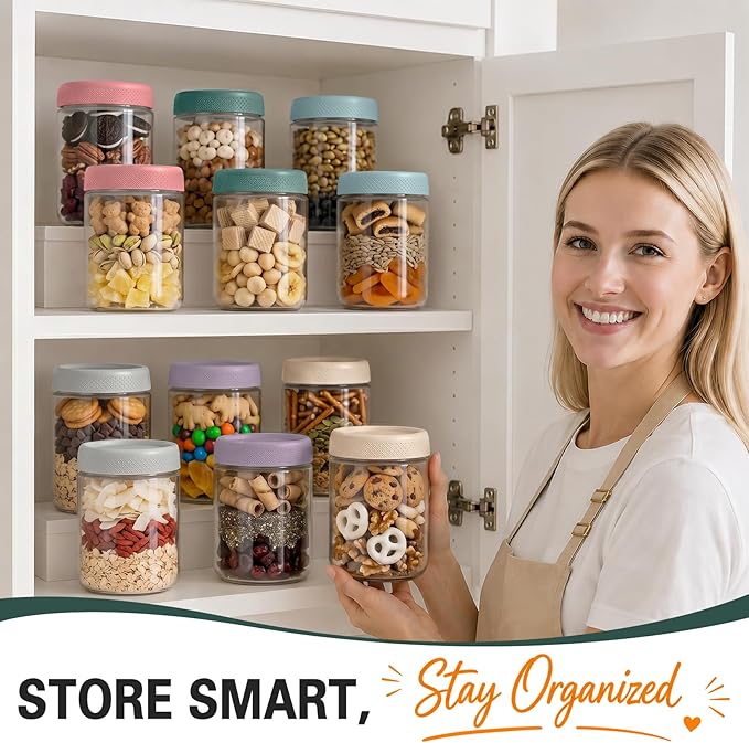 Overnight Oats Containers with Lids, Mason Jars 16 oz, Glass Storage Jars | 12 Pack Wide Mouth Glass Jars with Airtight Lid, Small Parfait Cups with Lids for Yogurt, Storage, Chia, Snack, Spice, Seed