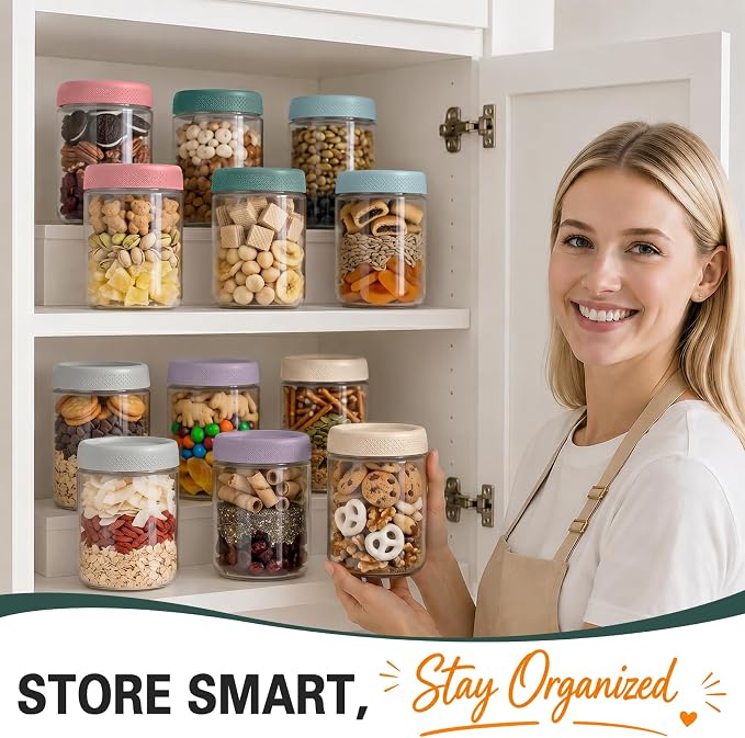 Mason Jars, 16 oz Overnight Oats Containers with Lids, Glass Jar with Lid | 6 Pack Wide Mouth Glass Mason Jars with Airtight Lids, Overnight Oats Jars for Yogurt, Meal Prep, Chia Pudding, Storage, Home