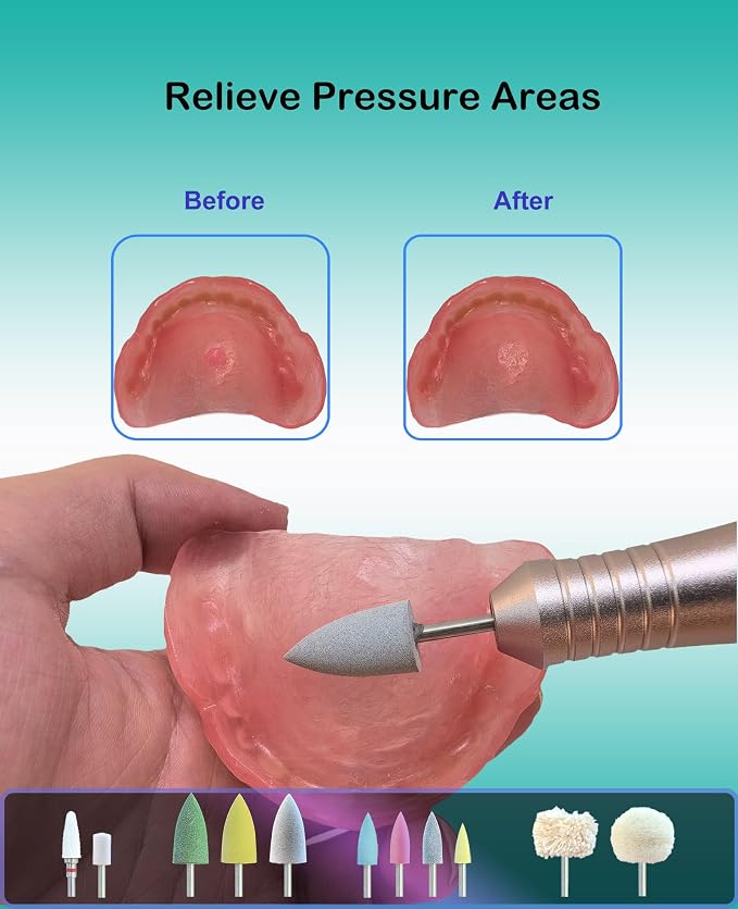 Cordless Polishing & Repair Tool Kit for Acrylic Resin False Teeth | File Rough Edges | Smooth Sore Spots | Polish After Repair & Reline | Improve Fit | USB Rechargeable | Easy for Seniors