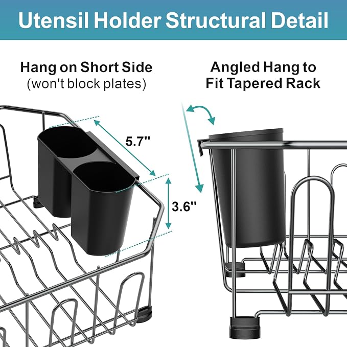 GSlife Small in Sink Dish Drying Rack - Stainless Steel Compact Dish Drainer for RV Kitchen Apartment Sink, Rust Resistant Inside Sink Rack, 1–2 Person Households, 13.1" W x 14.4" L, Gunmetal Grey