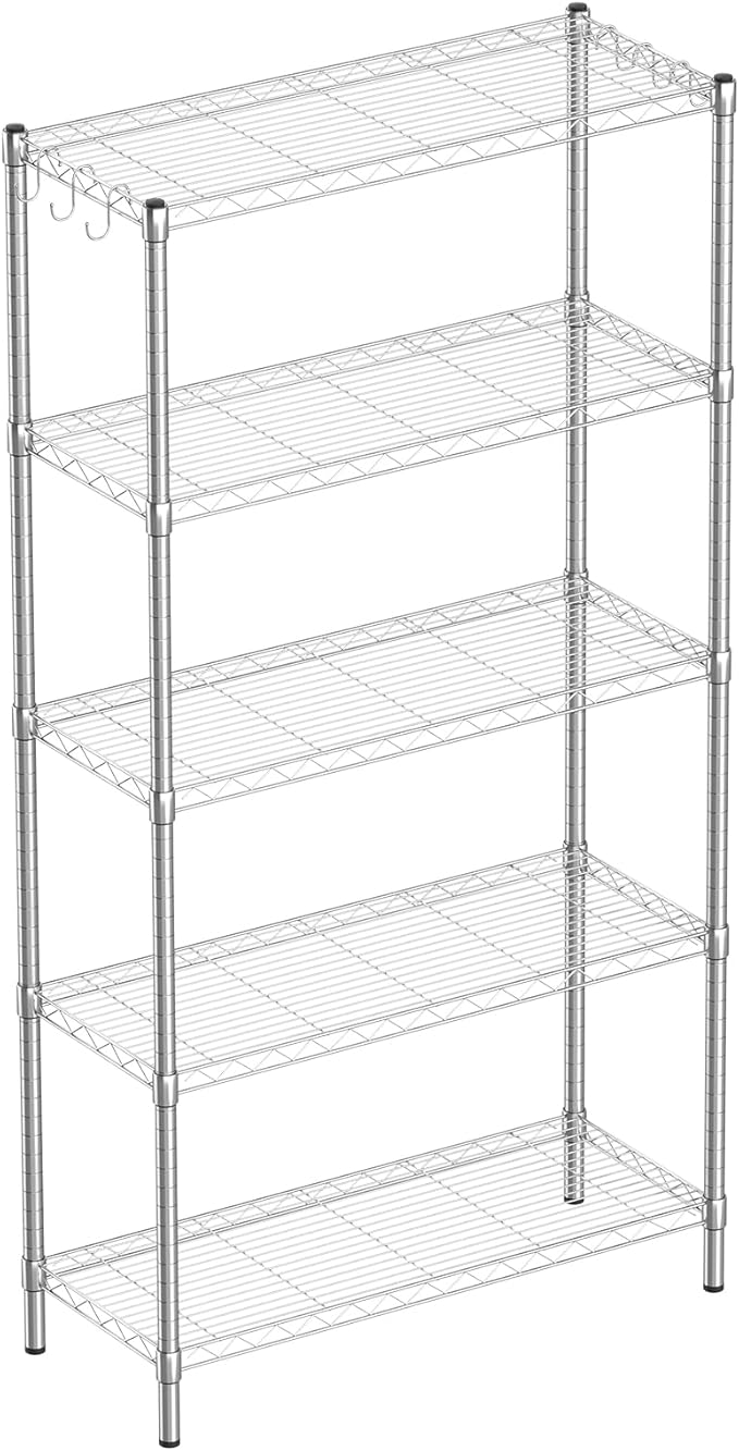 Guan River 5-Shelf Adjustable Metal Wire Shelving,Chrome,36"L x 14"W x 72"H | Height Adjustable,Sturdy and Durable,Storage Sehlf Display Rack for Office,Kitchen,Bedroom,Bathroom,Garage