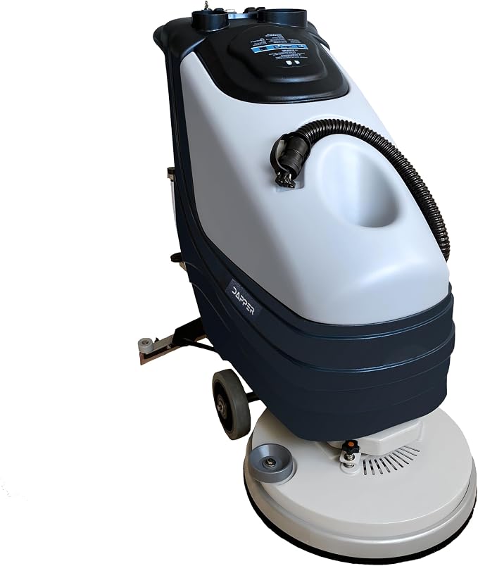 Battery Powered Walk Behind Floor and Carpet Scrubber Buffer Polisher, 19" Brush, 30" Squeegee Width, 13.5 gal Tank, Dual Brushes (Hard & Soft) and 3 Scouring Pads, 220 RPM