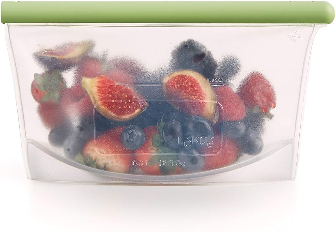 Lekue Reusable Silicone Bag for Airtight Food Storage and Sous Vide Cooking, 500ml/16 fl oz/ 2.15 cups (3400850B04U004)
