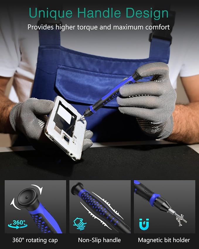 ORIA Small Precision Screwdriver Set, Mini Repair Tool Kit for Phone, PC, Computer, Laptop, Xbox, Switch, Glasses, Watch, Electronics, Household Tools with Torx Phillips Flat, 30 Magnetic Bits