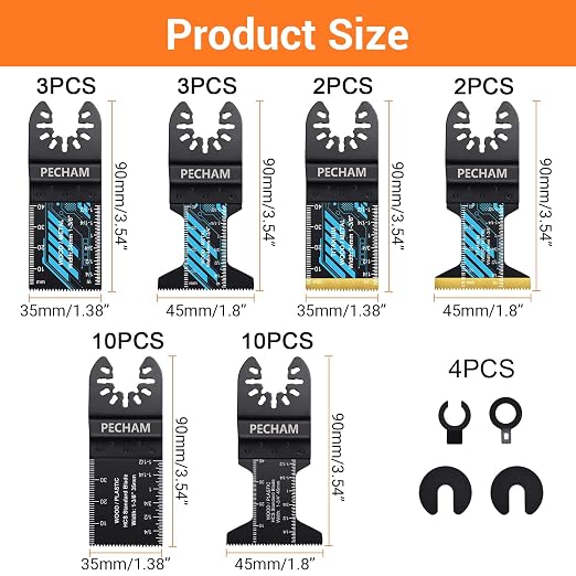 Oscillating Tool Blade, 34PCS Universal Wood Metal Oscillating Multitool Quick Release Saw Blades Fit Porter Cable Black & Decker Rockwell Ridgid Ryobi Milwaukee DeWalt Chicago Craftsman