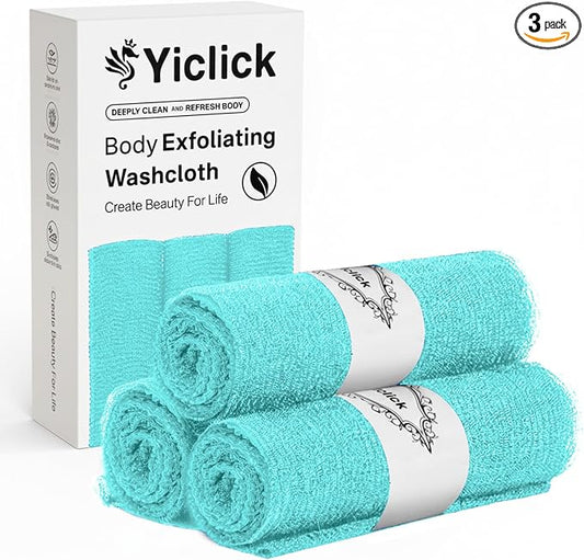 Yiclick Exfoliating Washcloth Towel- Exfoliating Body Scrubber Exfoliator, Back Scrubber for Shower Bath, Exfoliate Rags Wash Cloths, Loofah Lufa Sponge, Body Scrub & Exfoliation Women Men