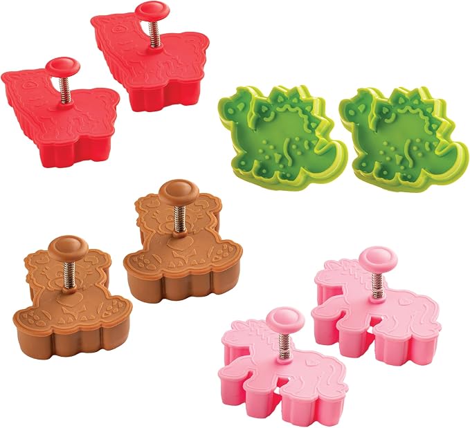 Mrs. Anderson's Baking Animal Cookie Cutters, Set of 8, Spring-Action Embossing Cutters For Cookies, Fondant, And Pastry Dough