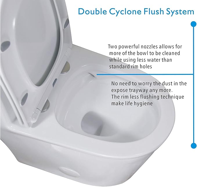 WinZo WZ5069 Small Modern One Piece Toilet Dual Flush 12" Rough in 23-in Depth Short for Compact Tiny Bathroom Powder Room White