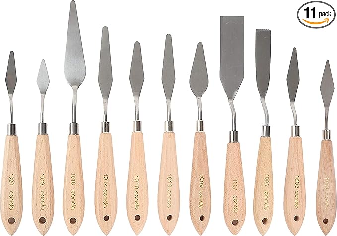 CONDA 11 Piece Stainless Steel Spatula Palette Knife Professional Palette Knife Painting Wood Handle