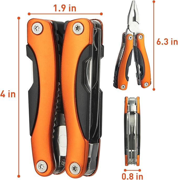 WIWUE GUO Needle Nose Pliers, Multi Tool, Hiking Essentials, Fathers Gifts, Pocket Knife, Multitool Pliers, Camping Knife with Holster and Nylon Sheath for Outdoor, Fishing, Hunting, Hiking