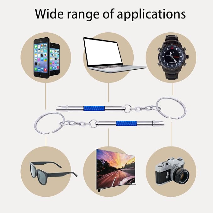 4 Pcs Mini Eyeglass Screwdriver, 4 in 1 Watches Precision Screwdriver Kit, Eyeglass Repair Set, Sunglass Watch Toy Repair with Keychain, Stainless Steel Alloy Watchmaker Tool(4 colors)