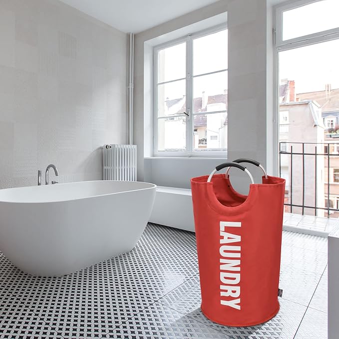 DOKEHOM 125L X-Large Collapsible Washing Laundry Basket Bag (7 Colors) for Bedroom, Fabric (Red, XL)