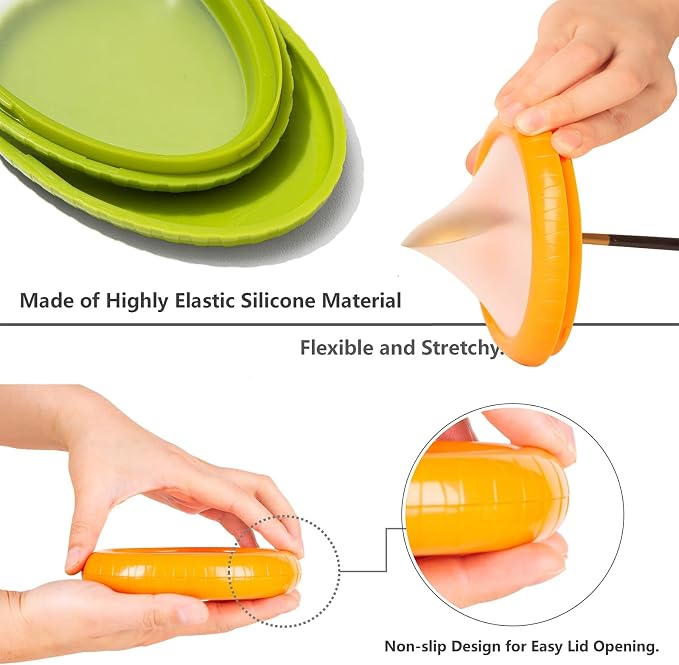 SOOPLEU Avocado Saver & Onion Storage, 4Pcs Silicone Fresh Produce Holder | Keep avocados fresh! 4Pcs silicone holder for tomato, lemons, garlic & produce. Ideal fridge fruit vegetable containers.