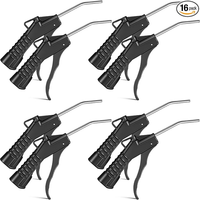 Honoson Air Nozzle Blower Gun Pistol Grip Air Blow Tool Compressor Accessories for Industrial Household Mechanics(Black,16 Pcs)