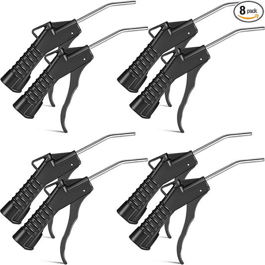 Honoson Air Nozzle Blower Gun Pistol Grip Air Blow Tool Compressor Accessories for Industrial Household Mechanics (Black,8 Pcs)