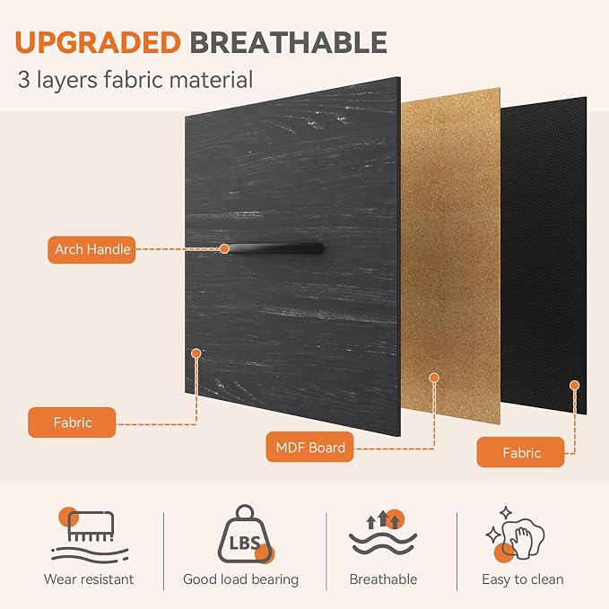 Sweetcrispy Dresser for Bedroom, 4 Drawer Storage Cabinet, Tall Nightstand | Small Fabric Dresser for Closet, Chest of Drawers, Closet Organizer, Home Furniture, Sturdy Frame, Black Wood Grain