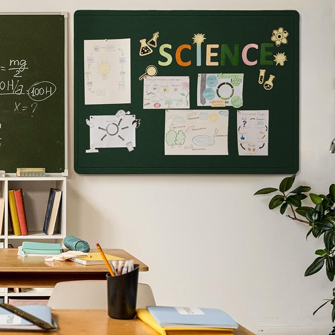Felt Bulletin Board 48x36 inches, Decorative Pin Board for Home & Office | Cork Board Alternative for Wall with Push Pins, Display Mood Board for Photos, Notes & Reminders
