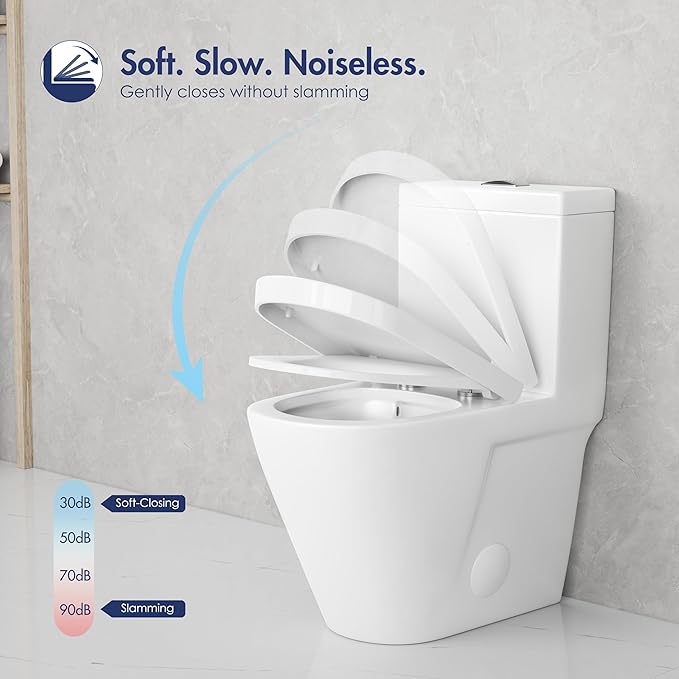 Eridanus One Piece Toilet with Comfort Chair Seat ADA Height 17.3", Powerful Dual Flush Modern Toilet, 1.1/1.6 GPF, 12" Rough-In, Elongated Toilet with Soft Closing Seat, White