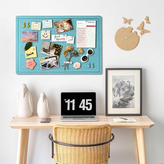 Felt Bulletin Board 36x24 inches, Decorative Pin Board for Home & Office | Cork Board Alternative for Wall with Push Pins, Display Mood Board for Photos, Notes & Reminders