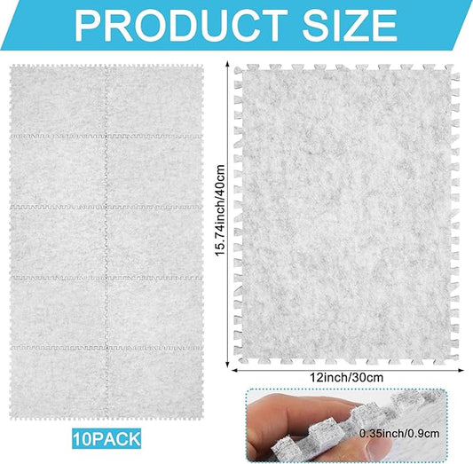 AIHSUMC 10 Pack Extra Large Wool Pressing Mat, Thick Felt Ironing Mats for Quilting & Sewing, Spliceable Ironing Pad Set for Large Fabric Projects, Portable Iron Board Alternative for DIY & Crafts