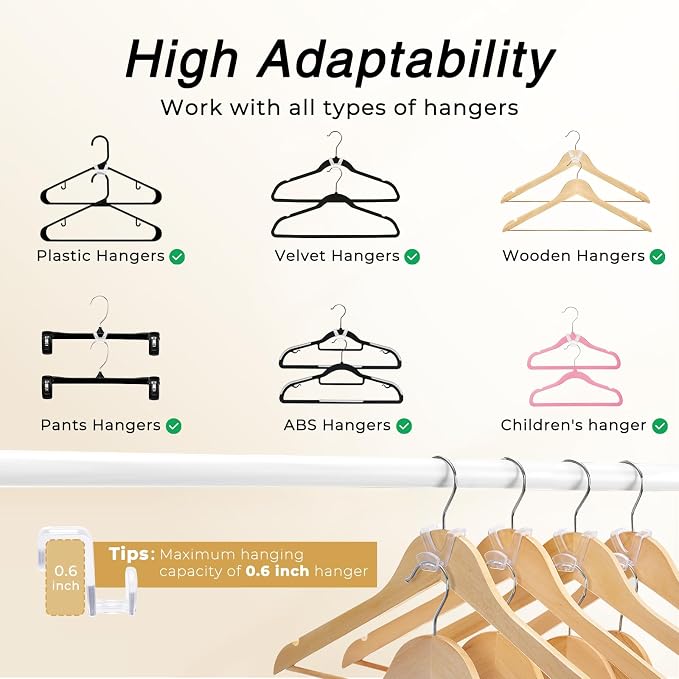 HOUSE DAY Closet Organizers and Storage, Dorm Room Essentials 60 Pack | Clear Clothes Hanger Connector Hooks, Heavy Duty Hangers Organization, Premium Space Saving Hangers for College