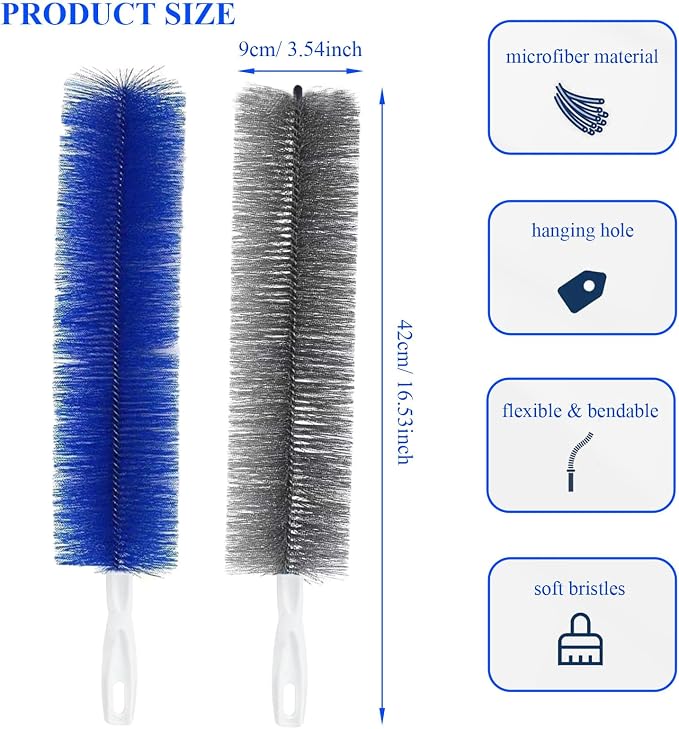 Qancesd 2 Pack Cobweb Dusters, Bendable Fan Cleaning Brush, Flexible Ceiling Fan Cleaner, Dusting Brush for Air Conditioning Shutters