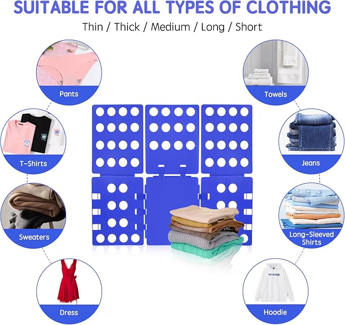 GYE T-Shirt Folding Board, Plastic Clothes Folder for Kids & Adults, Blue | Durable plastic construction, fast and easy clothes folding, suitable for kids and adults, convenient home laundry organizer
