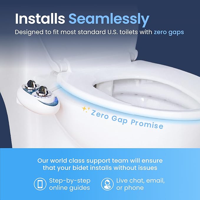 LUXE Bidet NEO 185 - Dual Nozzle, Self-Cleaning, Non-Electric Bidet Attachment for Toilet Seat, Adjustable Water Pressure, Rear & Feminine Wash (Gold)