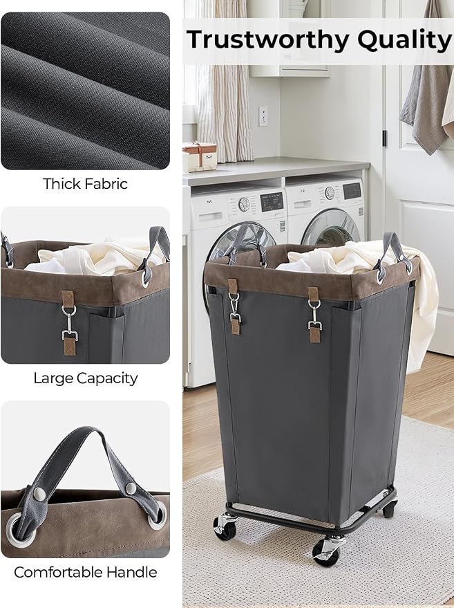 StorageWorks 160L Laundry Basket with Wheels, Rolling Hampers for Clothing