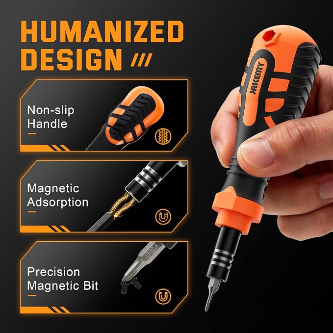 JAKEMY Portable Precision Screwdriver Set, 33 In 1 Mini Manual Screwdriver Set Include 30 Magnetic Screwdriver Bits, ESD Tweezer and Flexible Shaft for Computer, Phone, Watch, Eyeglass, PS5