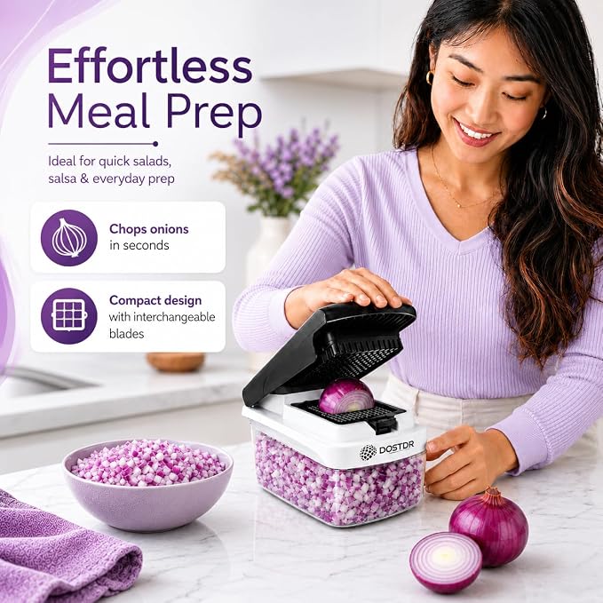 Compact Premium Vegetable Chopper, Mandoline Slicer, Veggie Chopper Food Chopper Container, Vegetable Cutter, Onion Salad Vegetable Chopper, Fruit Slicer, Shredding (White & Black)