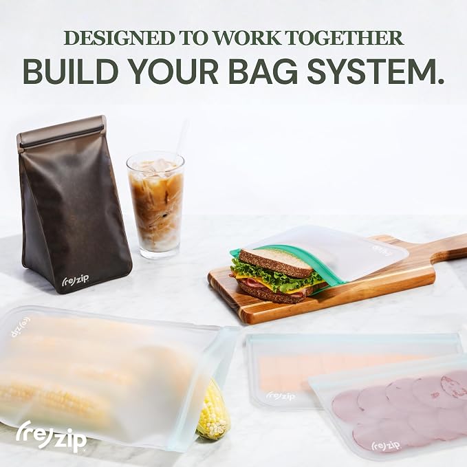 (re) zip Gallon Reusable Bags | BPA-Free, Food Grade, Leakproof, Freezer and Dishwasher Safe | Holds 16 Cups / 128 Fl Oz | 8-Pack (Clear)