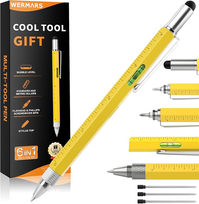 Fathers Day Mens Gift-6 in 1 Multitool Pen, Birthday Gifts for Men, Fathers Day Dad Gifts for Him Adults Husband, Boyfriend, Grandpa,Christmas Gadgets Gift from Daughter Son Kids