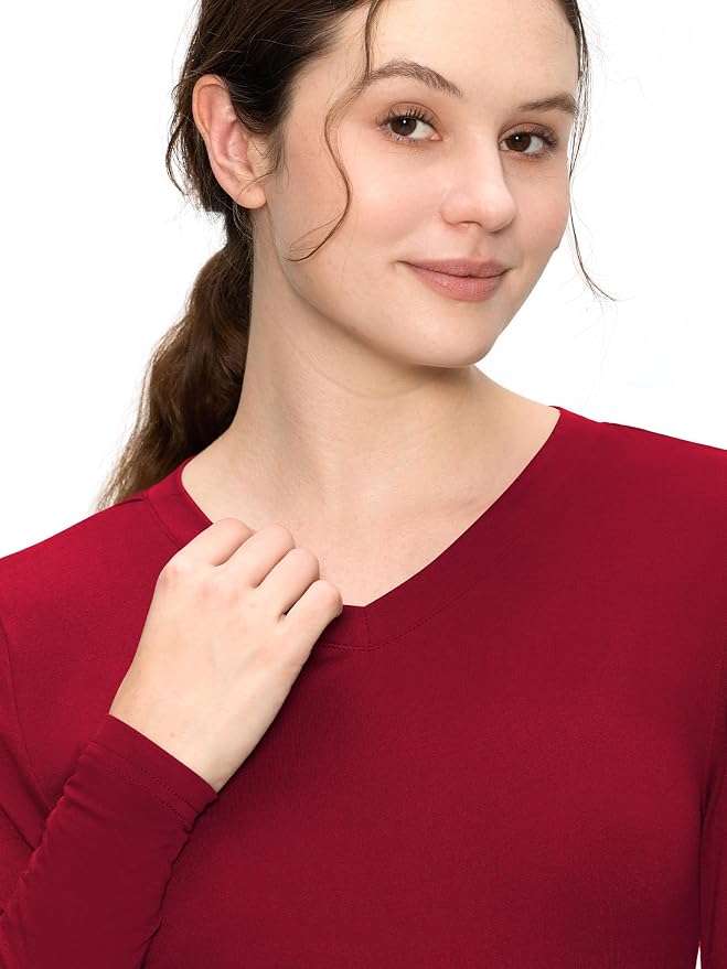COZYFIT Women’s Underscrub Tee, V-Neck Long Sleeve Undershirt | Soft & Easy Care Fabric, Slim Fit, Smooth Touch, Comfort V-Neck Tee, Machine Wash, Multiple Sizes for Choose