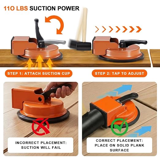 Floor Gap Fixer Tool with Vacuum Suction Cup, Heavy Duty Laminate Flooring Repair Tool for Vinyl Plank Hardwood Floating Floors