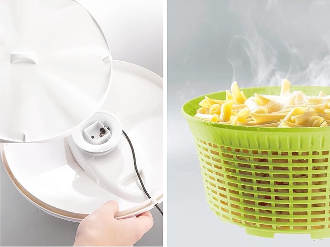Leifheit Comfortline Signature Salad Spinner – Ergonomic Left/Right-Handed Spin, Non-Slip Base, Fast Gentle Drying, Multi-Use Bowl for Serving, Durable Hygienic White Plastic Design