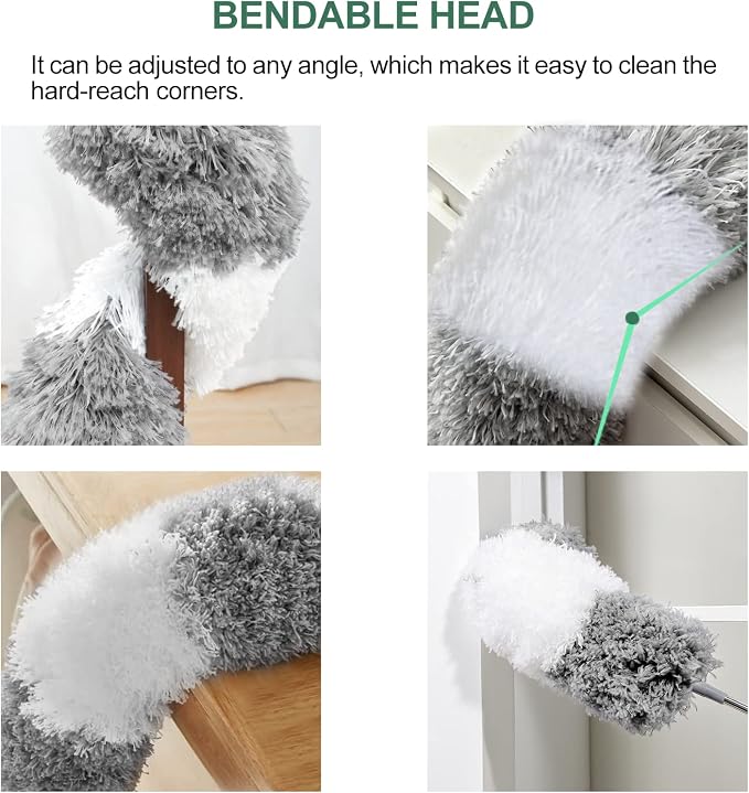 SetSail Extra-Long Dusters with Extension Pole 100-inch for Cleaning | Bendable Microfiber Head,Washable,Ceiling Fan Cleaner Duster,for Corner